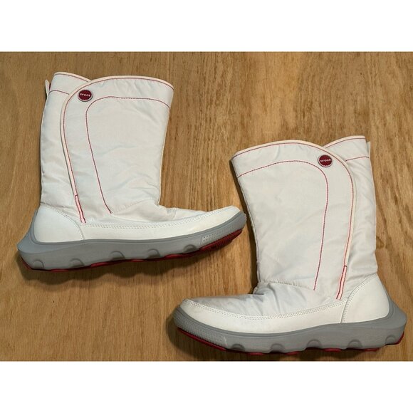 Crocs Duet Busy Day Boot Fleece  Lined W 11  Fit Pull On Rain Snow Boots Shoes - Picture 1 of 6